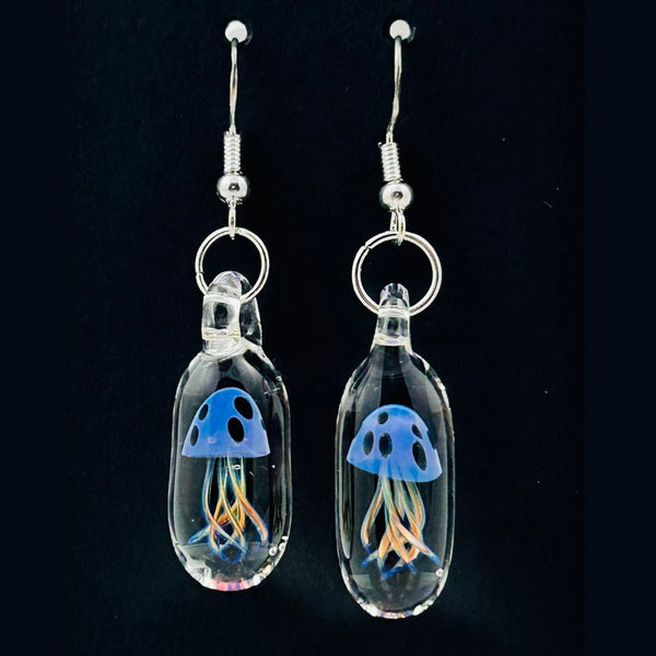 Jellyfish Droplet Earrings - Black & Pink