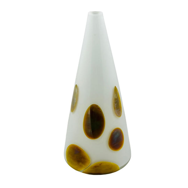Christmas Tree Vase - White w/ Gold Dots