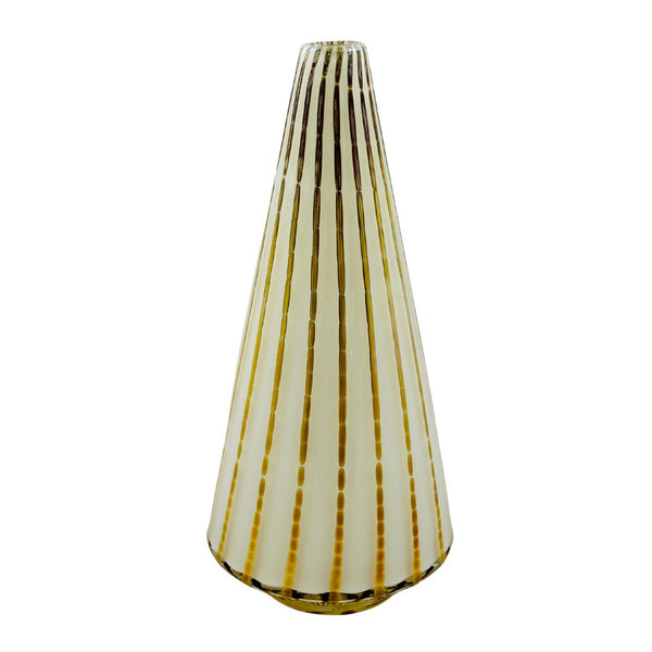 Christmas Tree Vase - White w/ Gold Stripes