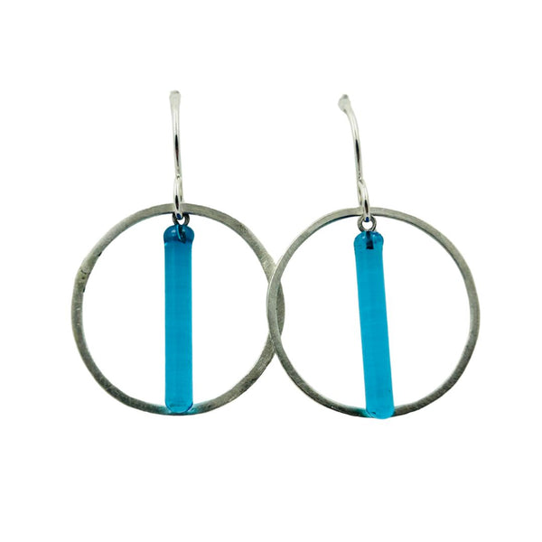 Mini Pendulum Hoop Earrings - Aqua