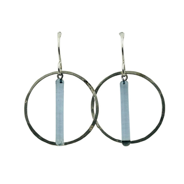 Mini Pendulum Hoop Earrings - Baby Blue