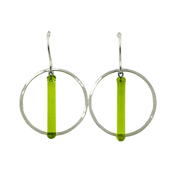 Mini Pendulum Hoop Earrings - Chartreuse