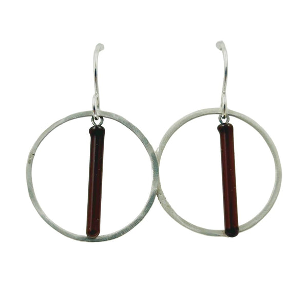 Mini Pendulum Hoop Earrings - Plum