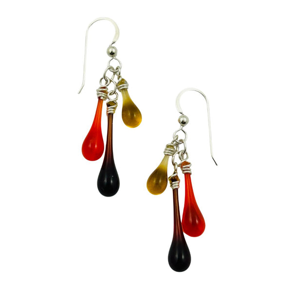 Trio Glass Earrings - Flaming Hot