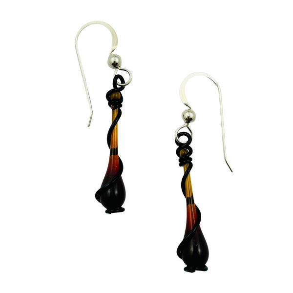 Victorian Noir Lyra Glass Teardrop Earrings - Garnet