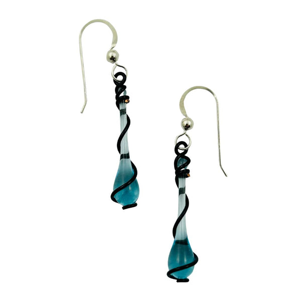 Victorian Noir Lyra Glass Teardrop Earrings - Water