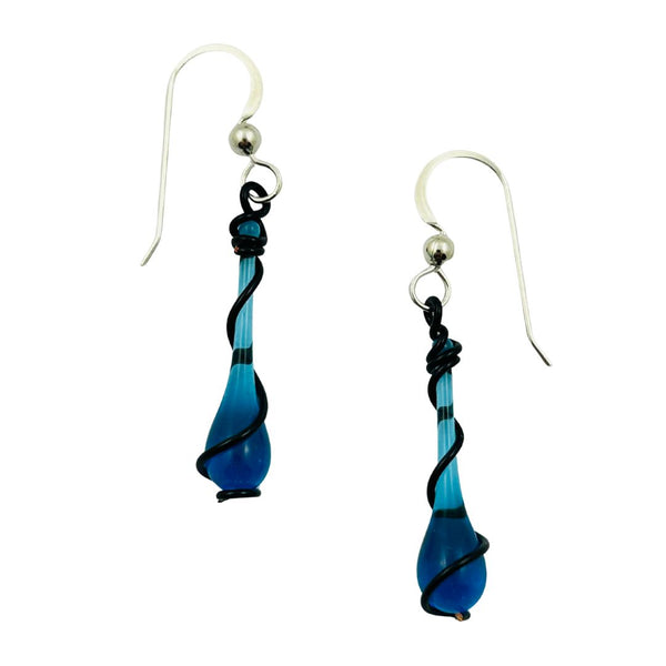 Victorian Noir Lyra Glass Teardrop Earrings - Turquoise