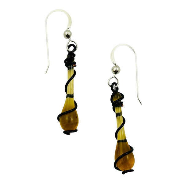 Victorian Noir Lyra Glass Teardrop Earrings - Yellow