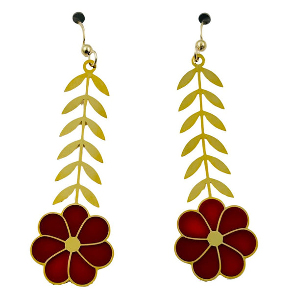 Leafy Flower Translucent Earrings