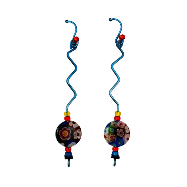 Millefiori Bead Niobium Earrings #2