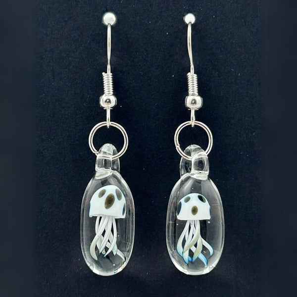 Jellyfish Droplet Earrings - Black & White