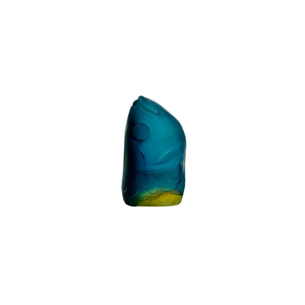 Small Fish Head - Matte Blue & Yellow