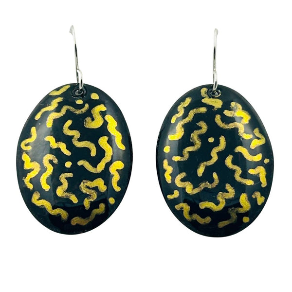 Pattern Earrings - Black & Gold