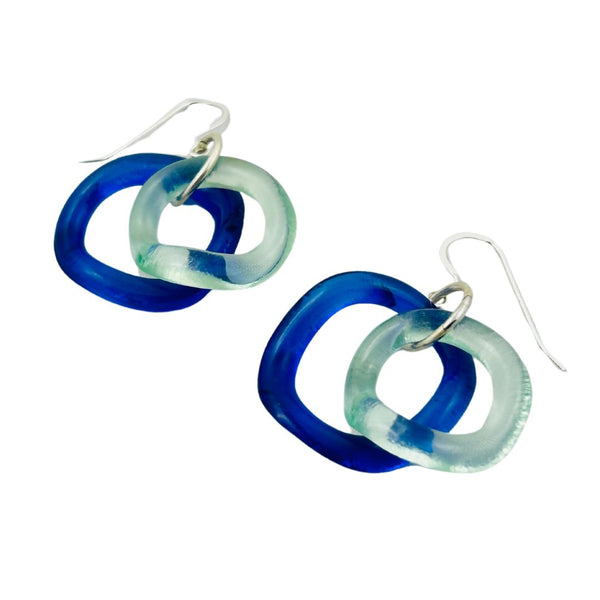 Sea & Sky Small Wave Earrings - Cobalt