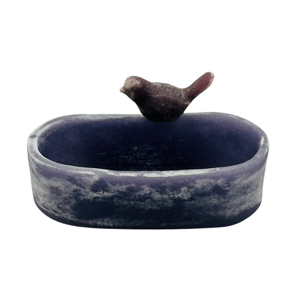 Pâte de Verre Oval Bowl w/ Bird - Purple