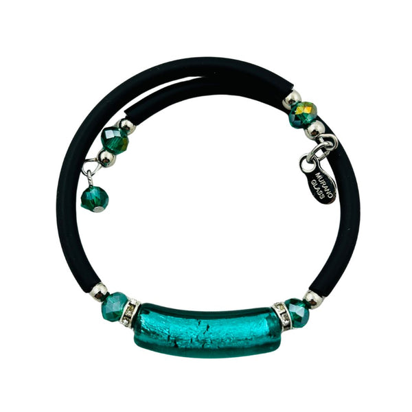Glass Bead Rubber Bracelet - Lagoon