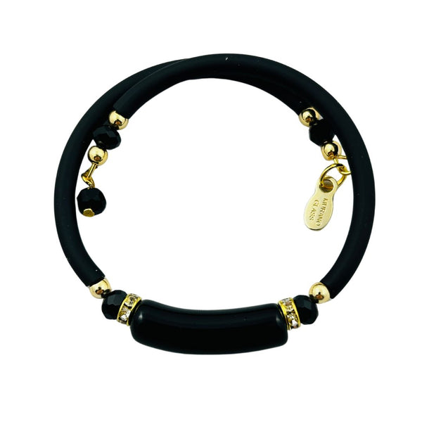 Glass Bead Rubber Bracelet - Onyx