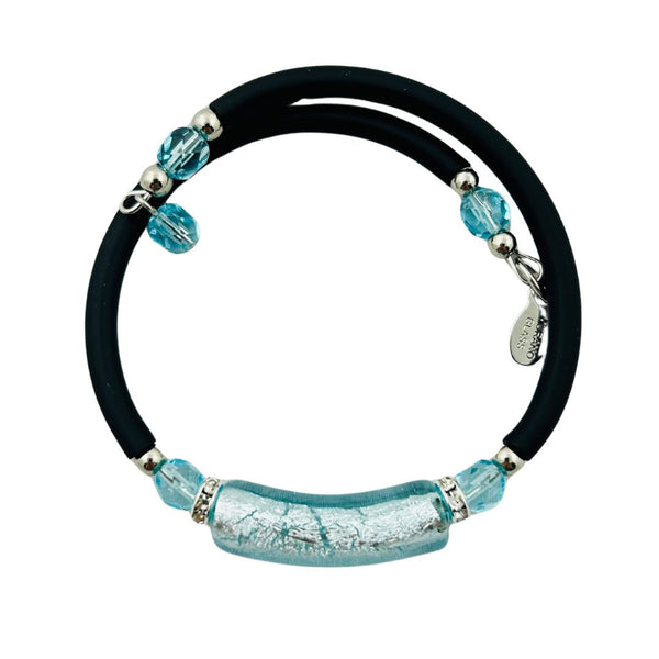 Glass Bead Rubber Bracelet - Liquid Metal