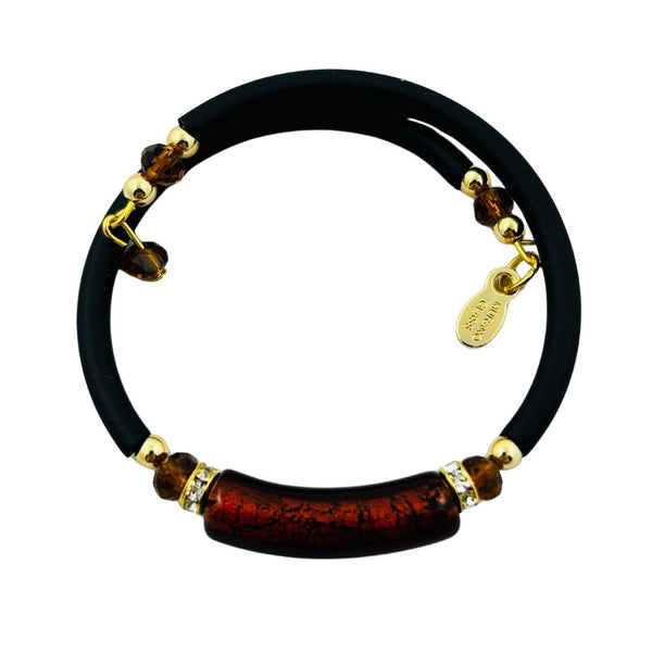Glass Bead Rubber Bracelet - Orange Marmalade