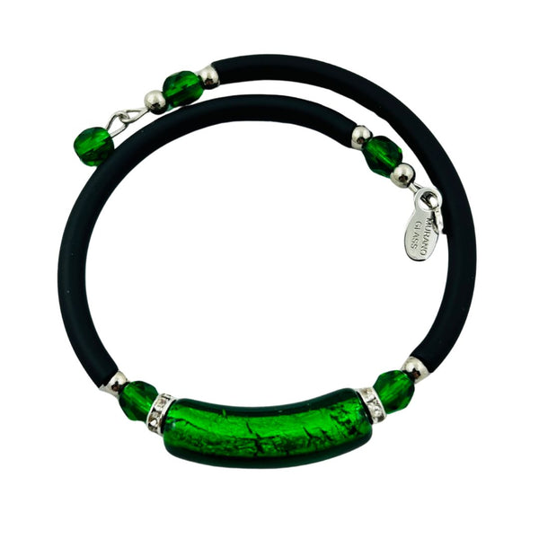 Glass Bead Rubber Bracelet - Four Leaf Clover