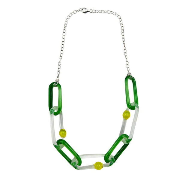 Color Link Chain Necklace - Green