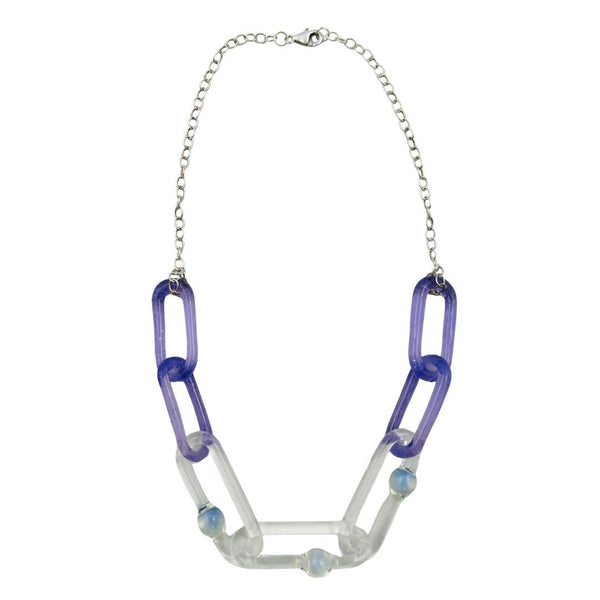 Color Link Chain Necklace - Purple & Powder Blue
