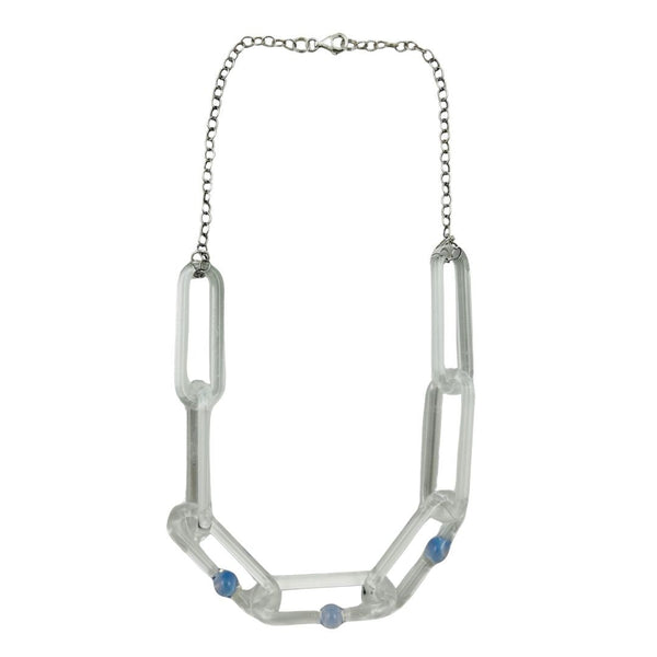 Color Link Chain Necklace - Powder Blue