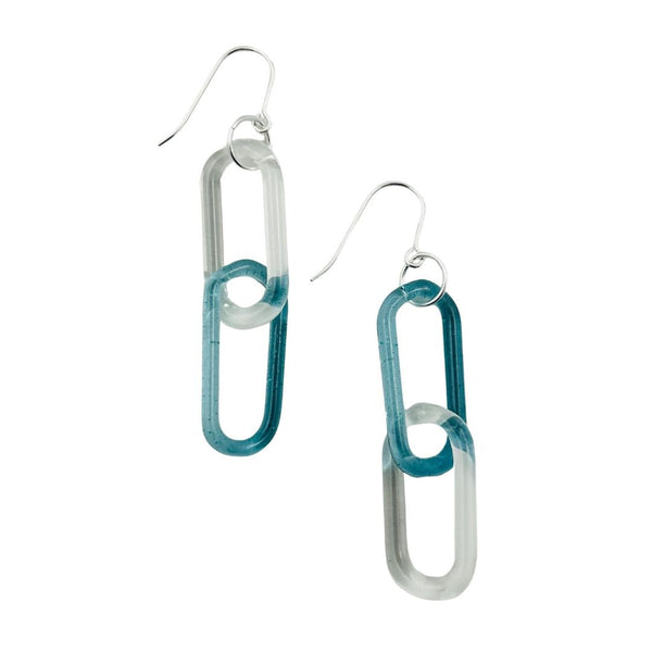 Chain Earrings - Glittery Blue & Clear