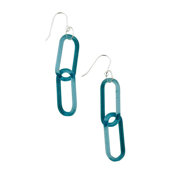 Chain Earrings - Glittery Blue