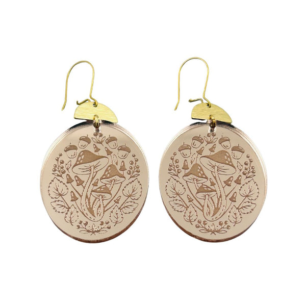 Mushroom Bloom Earrings - Rose Gold Mirror