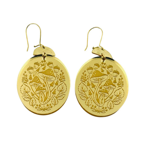 Mushroom Bloom Earrings - Gold Mirror