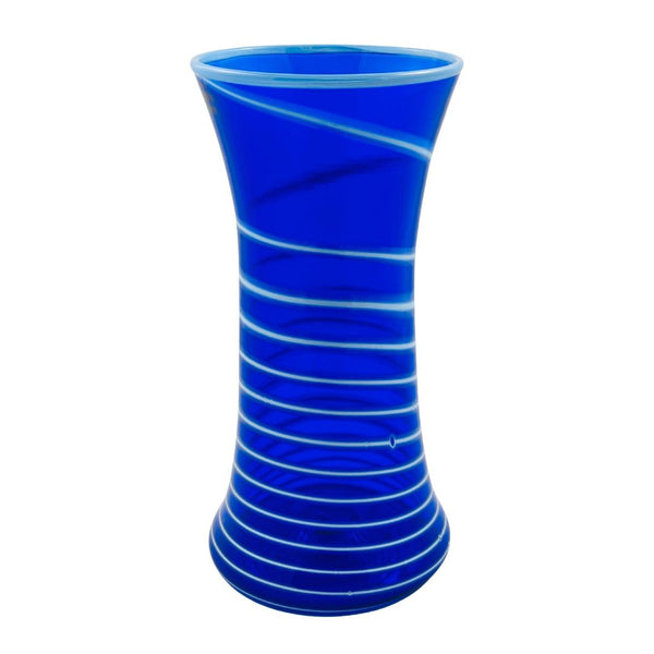 Stripe Hourglass Vase - Cobalt & Light Blue