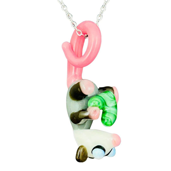 Awkward² Necklace - Opossum w/ Green Heart