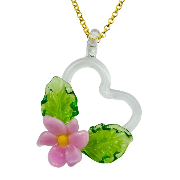 Awkward² Necklace - Pink Flower Heart