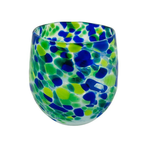 Fancy Frit Wine Glass - Blue Hydrangea