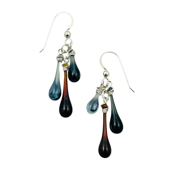 Trio Glass Earrings - Smoky Crimson