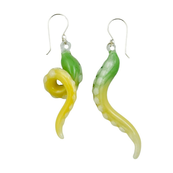 Glass Octopus Tentacle Earrings - Sweet Corn