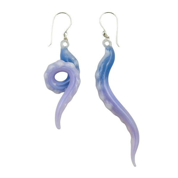 Glass Octopus Tentacle Earrings - Wisteria