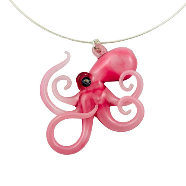 Glass Octopus Necklace - Pink