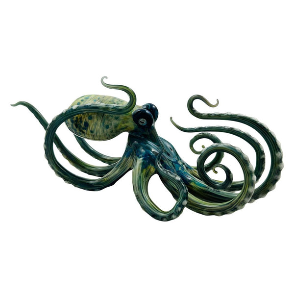 Large Glass Octopus - Green