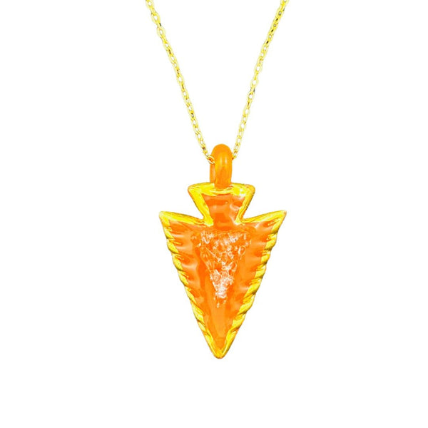 Dichroic Arrowhead Necklace - Orange