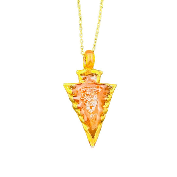 Dichroic Arrowhead Necklace - Amber