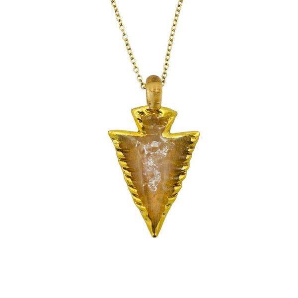 Dichroic Arrowhead Necklace - Peach