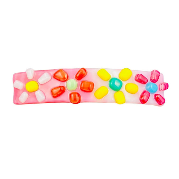 Daisies Glass Hair Clip - Cotton Candy Blossom