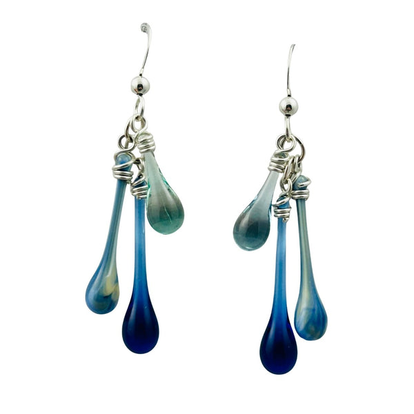 Trio Glass Earrings - Cobalt Sky