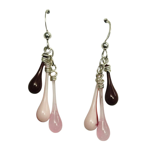 Trio Glass Earrings - Dusty Rose