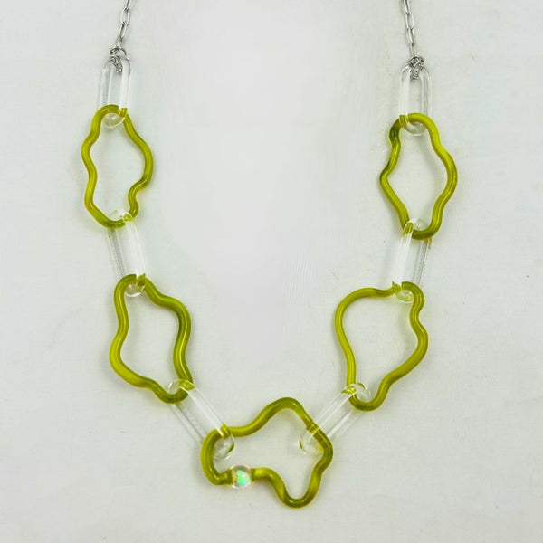 Chain Necklace - Wavy Green Opal