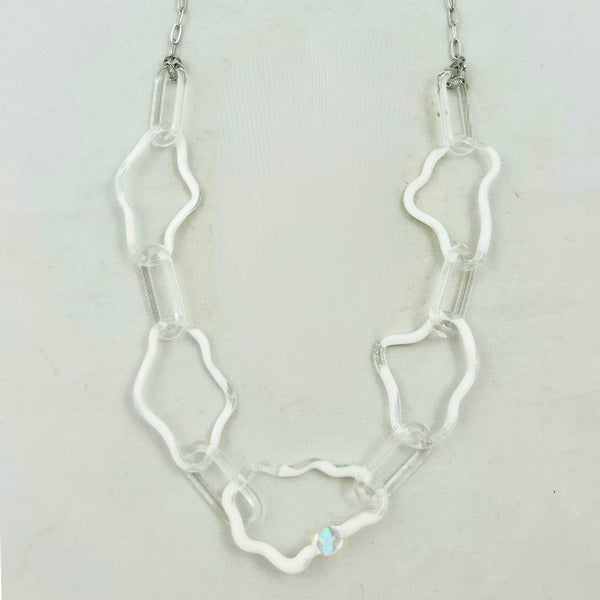 Chain Necklace - Wavy White Opal