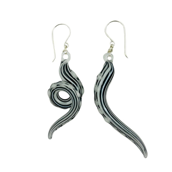 Glass Octopus Tentacle Earrings - Zebra Stripe