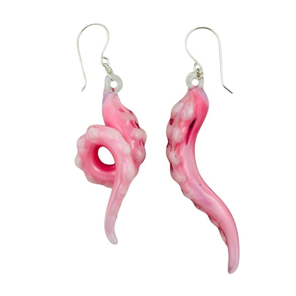 Glass Octopus Tentacle Earrings - Cotton Candy